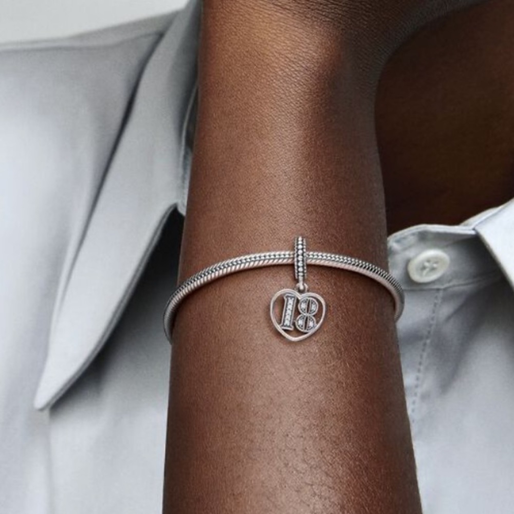 brand new 18th celebration charm silver bracelet